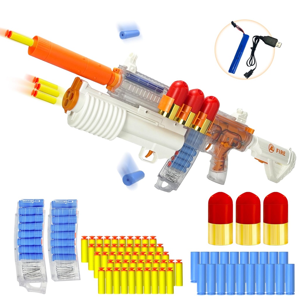 UNIKONIO Shot Gun, Foam Dart Launcher Electric Toy, Shell Ejecting Toy Gun, Semi-Auto/Manua