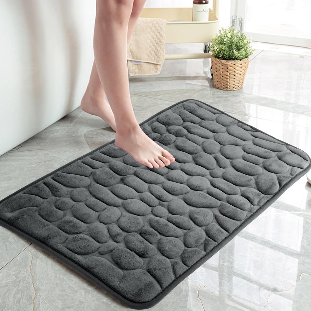 HMIEPRS Absorbent Non-slip Bath Mat, Extra Soft Machine-washable Bathroom Mat, Coral Velvet