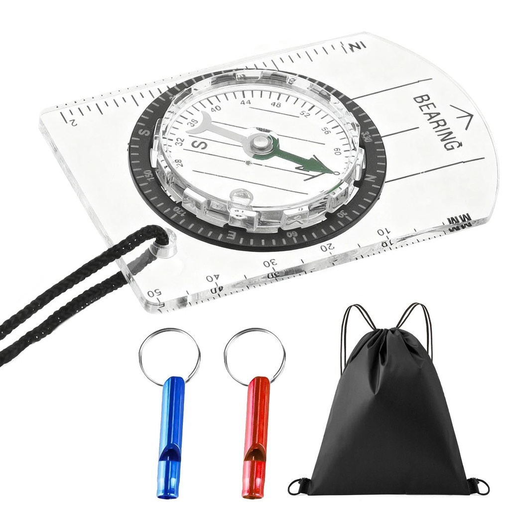 4pcs Outdoor Compass Set 5x7cm/2"x2.8", Hiking Camping Navigation Tool for Orienteering Map