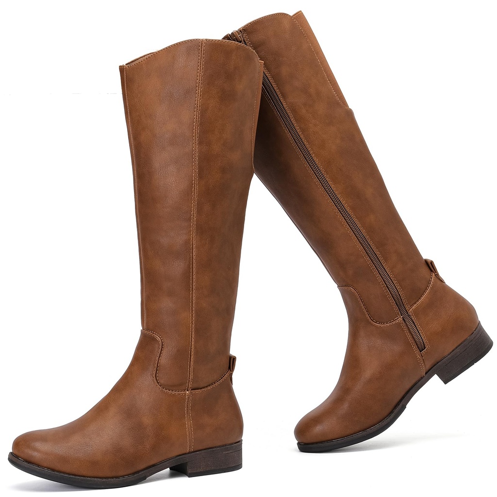 Ruiee Knee High Boots for Women Comfort Stylish Casual Round Toe Tall Riding Combat Boot Cl