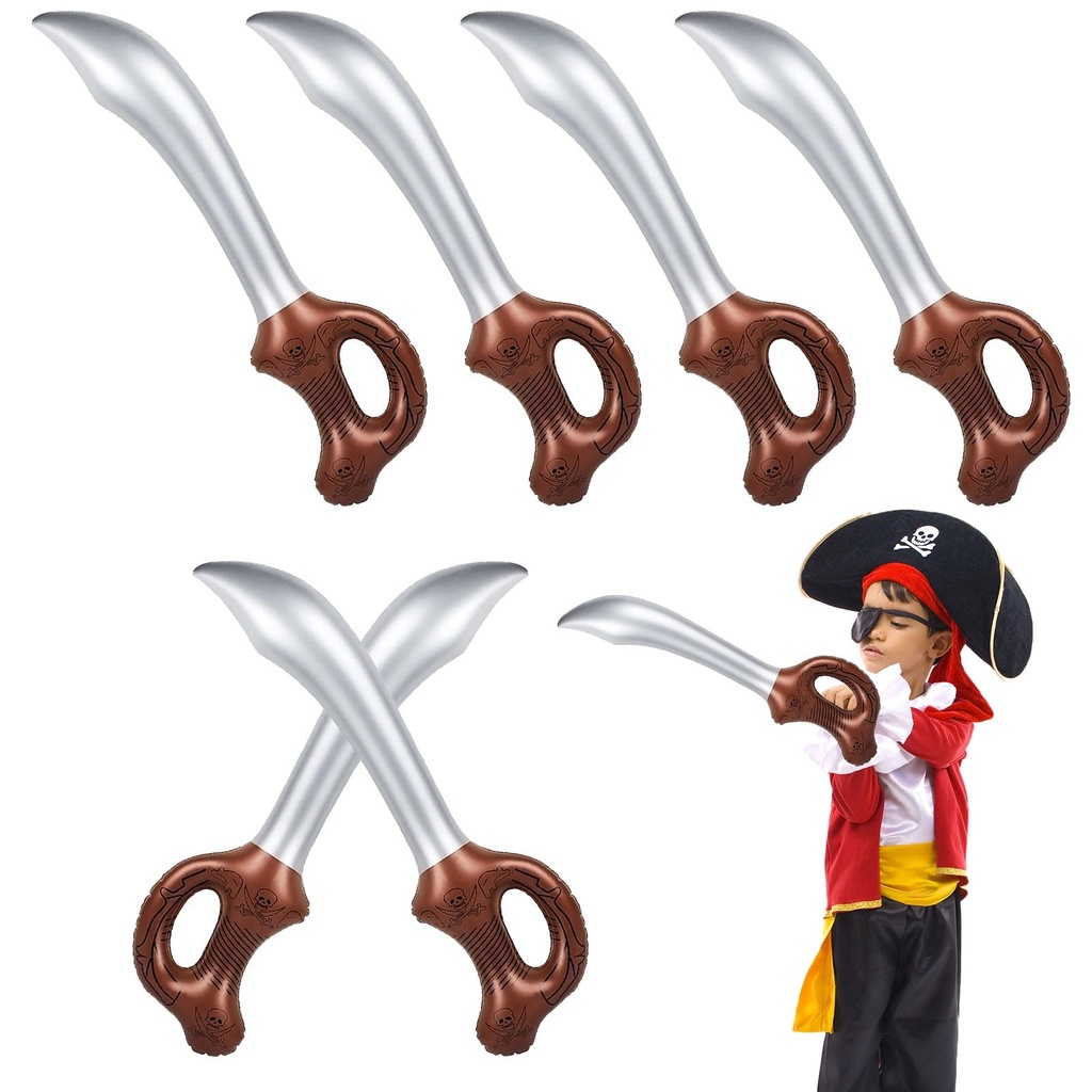UILYNIU 6 Inflatable Pirate Sword Toy Set - Safe Pirate Swords for Cosplay, Stage Props, Be