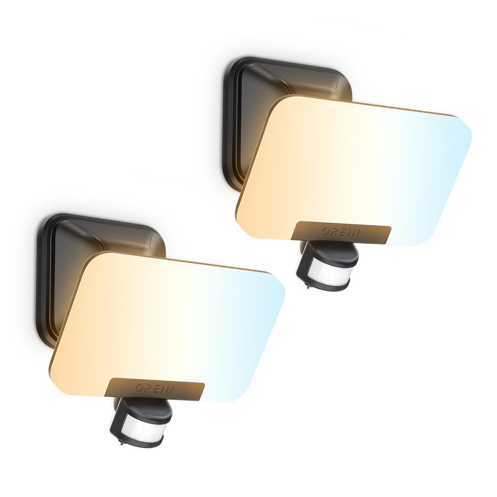 OREiN Outside Lights with Sensor, 24W Security Light, 2800LM Flood Lights Outdoor, 3 Color