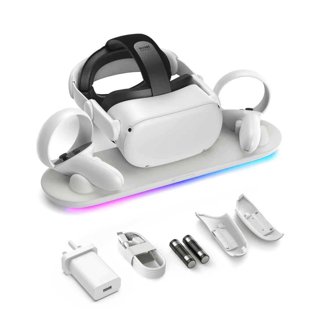 KIWI design RGB Charging Dock for Meta Oculus Quest 2, Meta Officially Co-Branded Charging