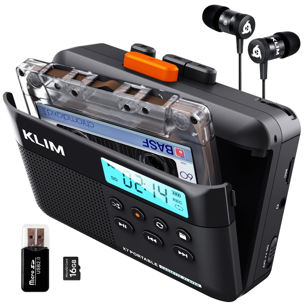 KLIM K7 Cassette Tape Player - Cassette to MP3 Converter - Portable Cassette Player - Tape