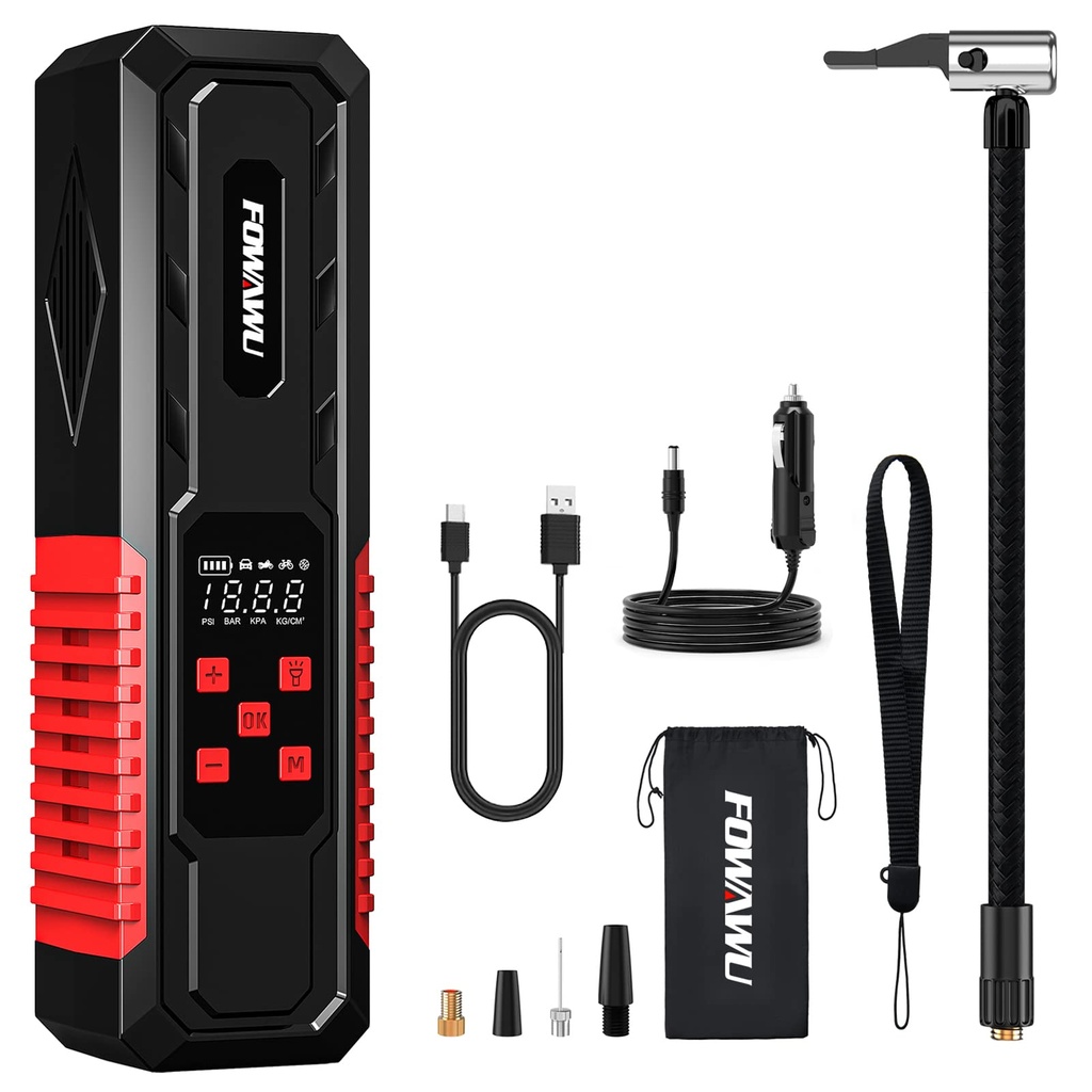 FOWAWU Car Tyre Pump 150PSI 7800mAh,Tyre Compressor 12v,Battery Air Compressor,Tyre Inflato