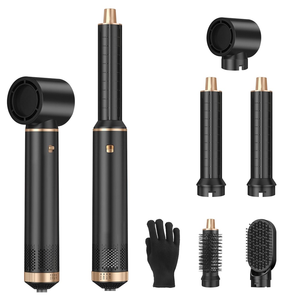 Sendowtek 5 in 1 Hot Air Styler Brush 1000W, Multi Tool Hairdryer Brush Curler 3 Level Heat