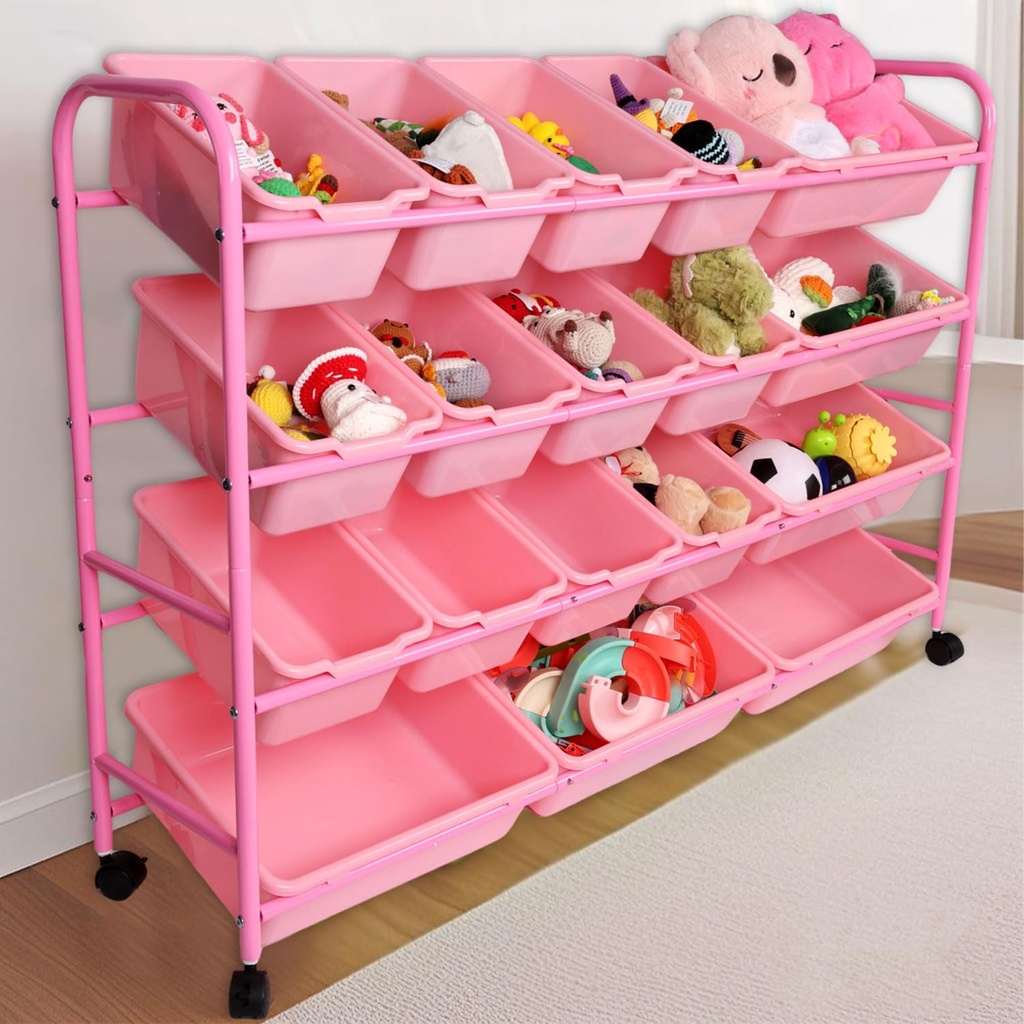 Kids Toy Storage Organizer, 4 Layers Multipurpose Metal Toy Storage Rack