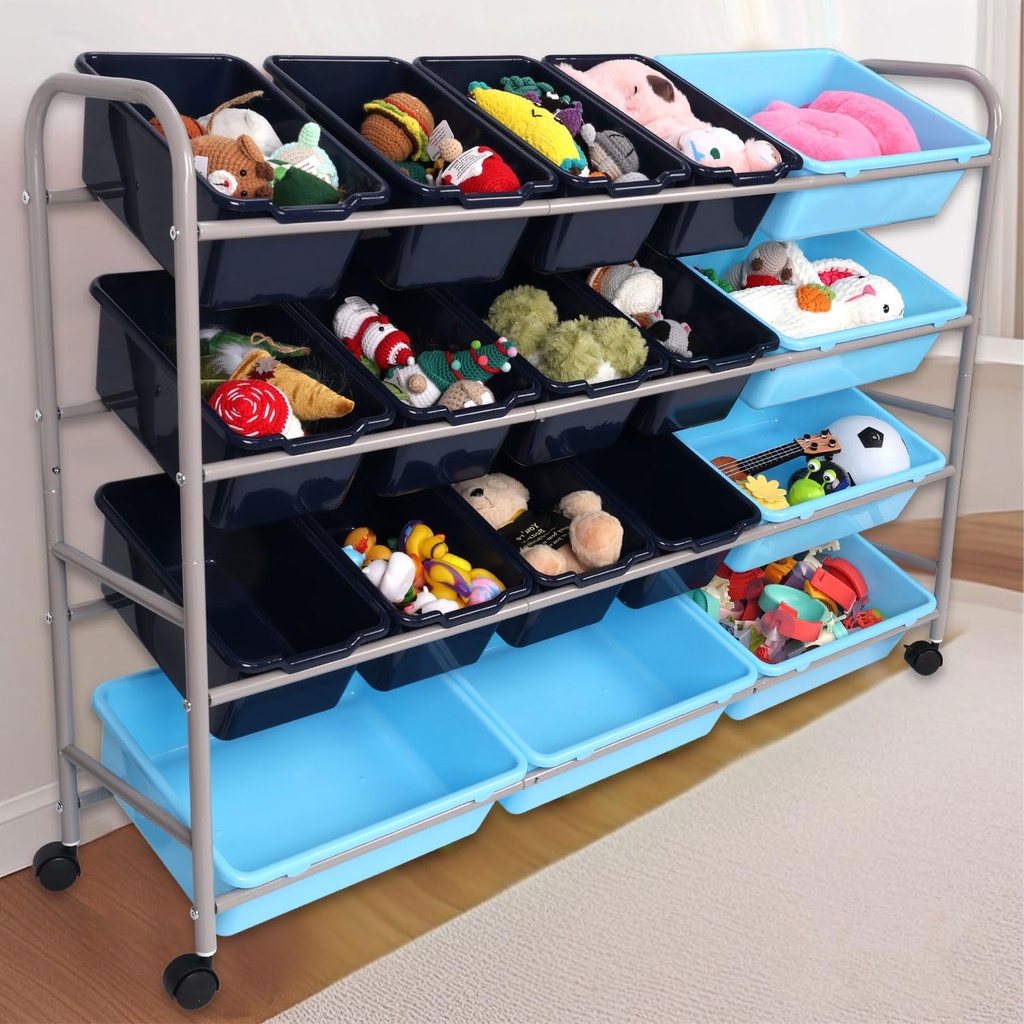 Kids Toy Storage Organizer, 4 Layers Multipurpose Metal Toy Storage Rack