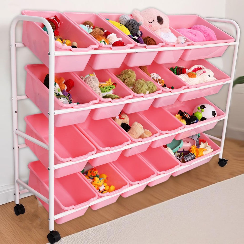 Toy Storage Organiser, 4 Layers Multipurpose Metal Toy Storage Rack