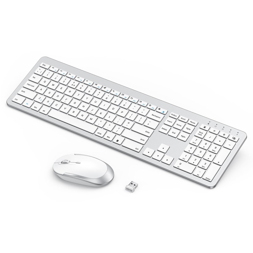 seenda Wireless Keyboard and Mouse Rechargeable, SK38-3 Ultra Slim Quiet Keyboard and Mouse
