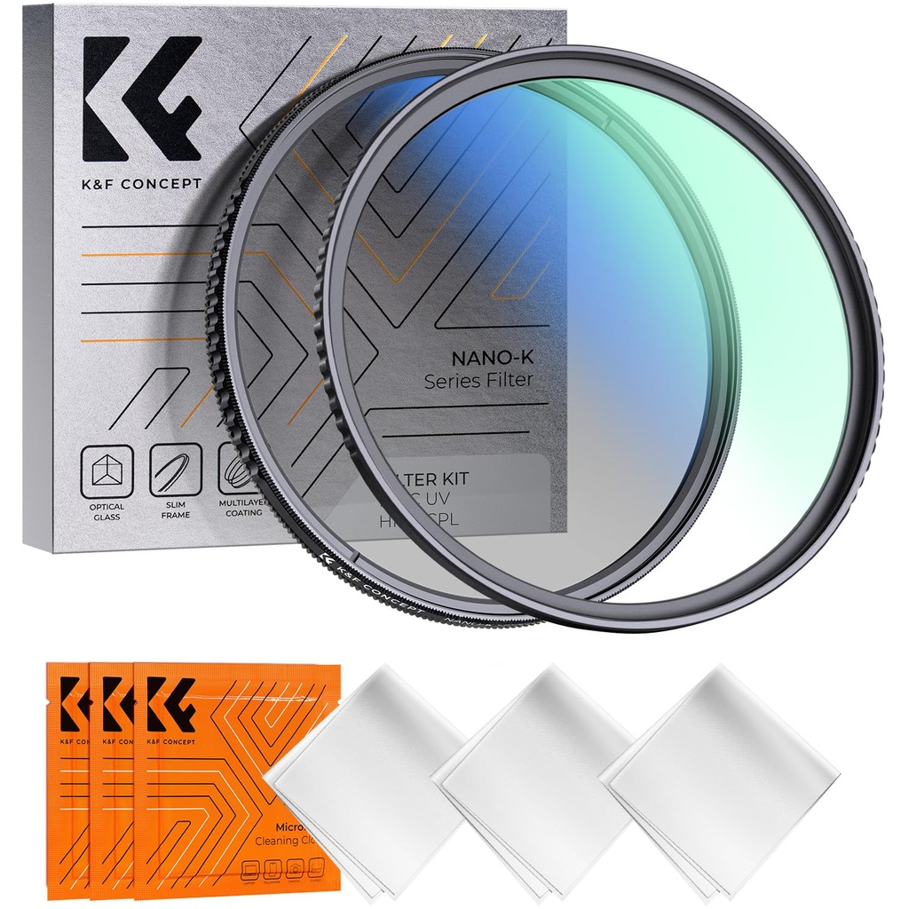 K&F CONCEPT 82mm UV and CPL Filter Kit 18 Multi Layer Coatings Protection Polarizing for DS
