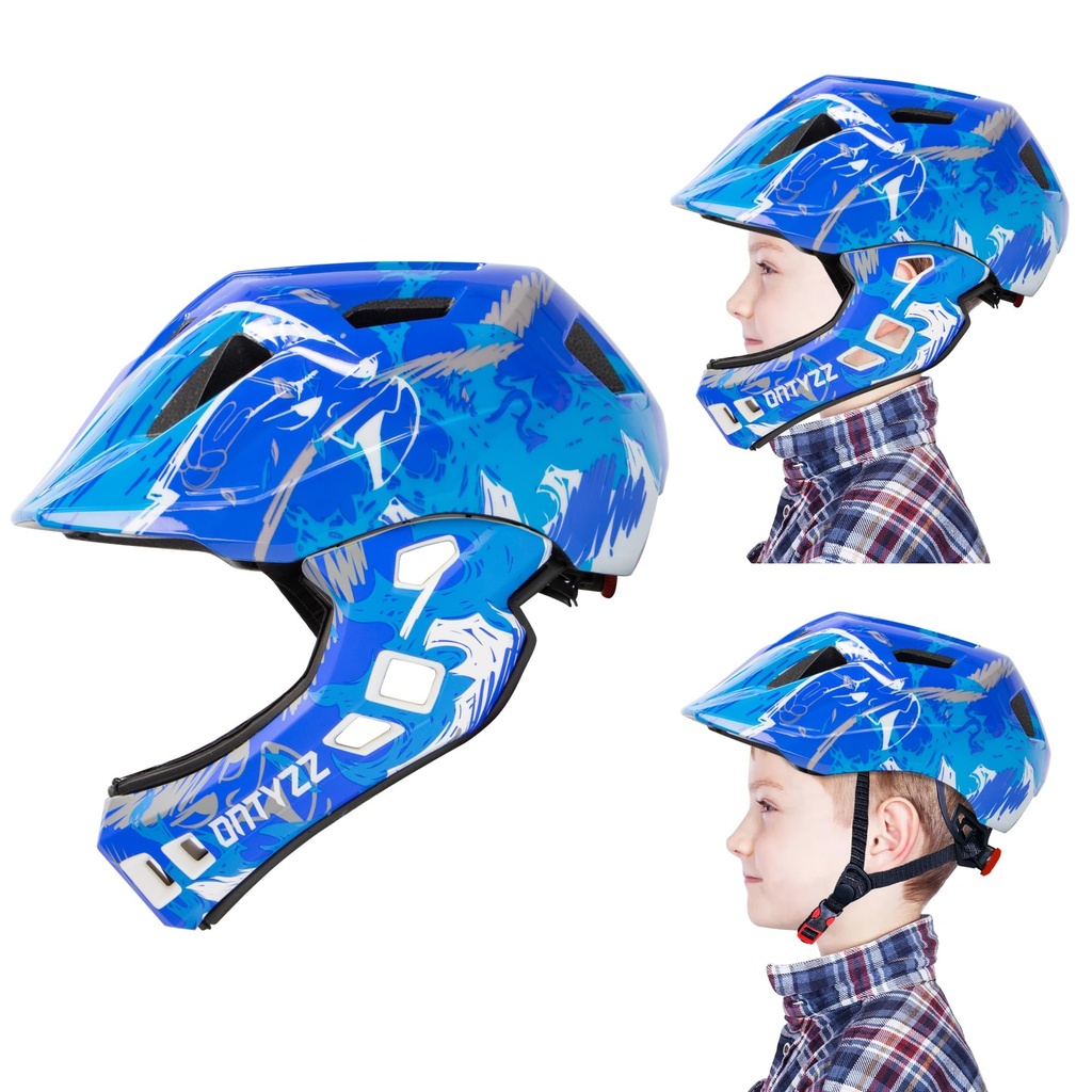 Kids Full Face Bike Helmet Kids Helmet with Detachable Chin Guard Toddler Safety Helmet