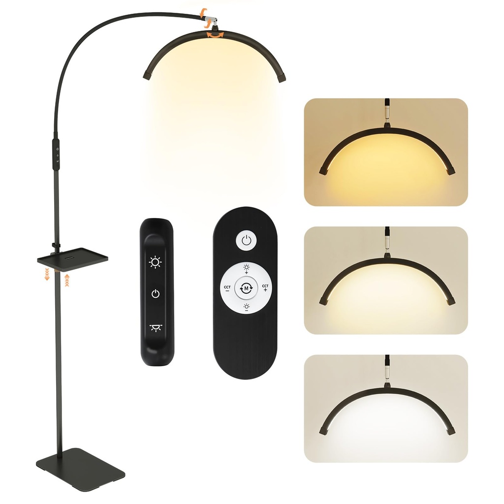 ZealWe Floor Lamp, Half Moon Light Lamps for Living Room, Beauty Lash Light with Remote