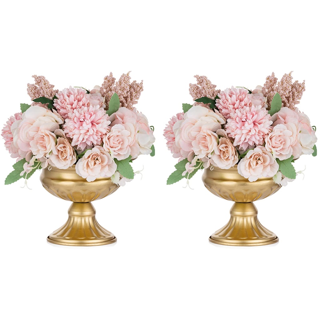Nuptio Gold Vases for Centrepieces Wedding - 10 Pcs 16.4cm Height Metal Urn Vase