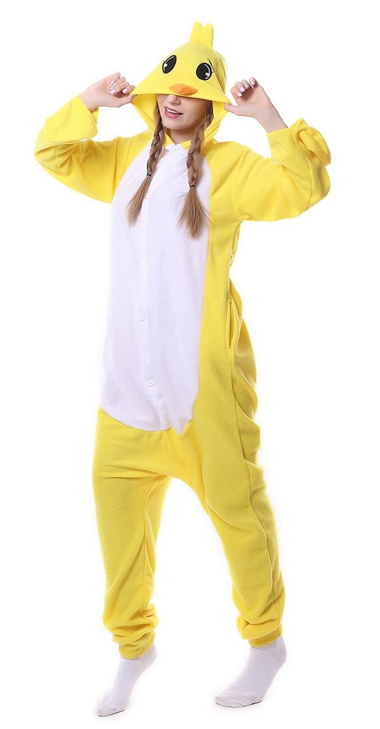 FunnyCos Animal Onesie Adult Pajamas Unisex Halloween Costume for Women Men and Teens Yello