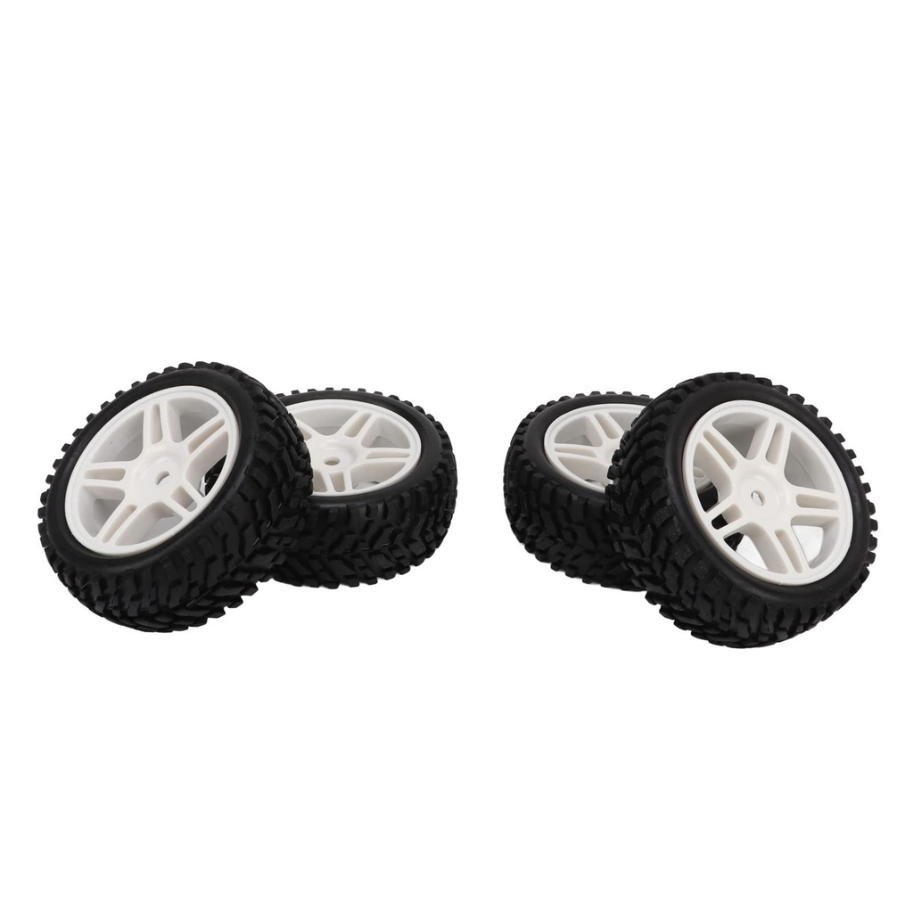 1:16 Scale RC Car Tires, Uneven Texture White Tires Stable Driving Anti Wear Strong Cushion