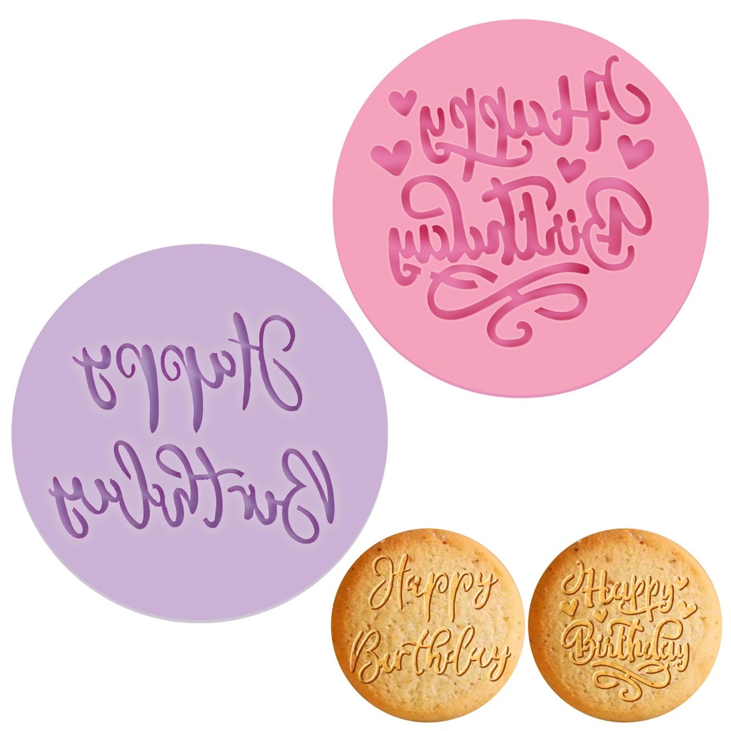 Ipow Thank You Cookie Stamp & Happy Birthday Fondant Stamp & Cookie Embosser - 2 Pieces Per