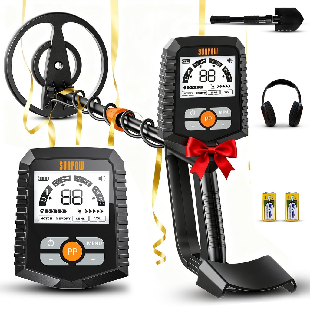 SUNPOW Metal Detector for Adults & Kids, Waterproof Metal Detector for Gold Detecting