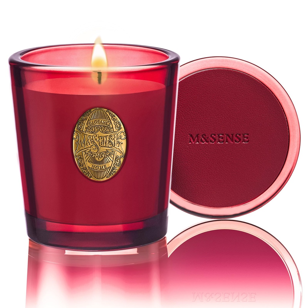 M&SENSE Scented Candles 260g Red Camellia Natural Soy Wax Candles 55 Hours Long Burning Tim