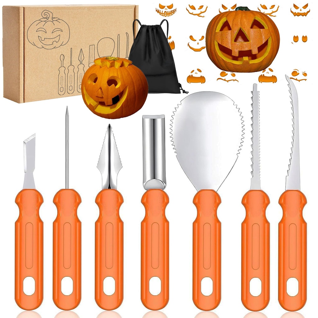 Ulife Mall 7 PCS Halloween Pumpkin Carving Kit Professional Pumpkin Carving Tools Set for A