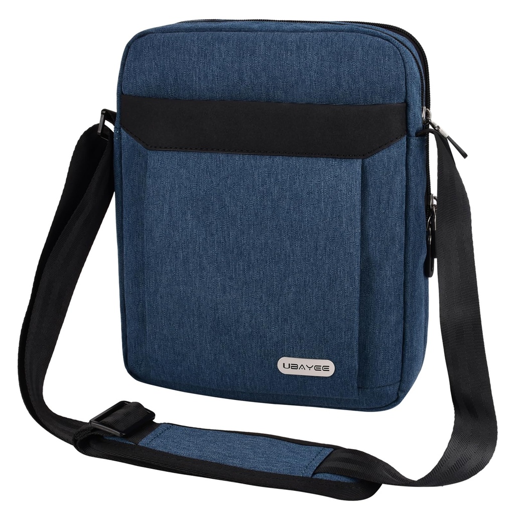 UBAYEE Men's Shoulder Bag with Shock-absorbing Tablet Pocket (Fits 8-10.5 Inch iPad), Navy