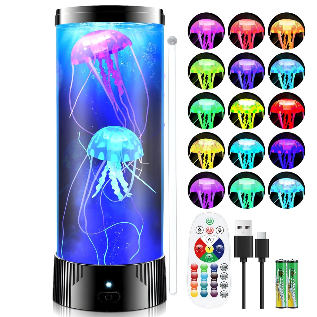 ONXE Jellyfish Lamp,16 Color Changing with Remote Control Mood Lamp,USB Powered Jellyfish B