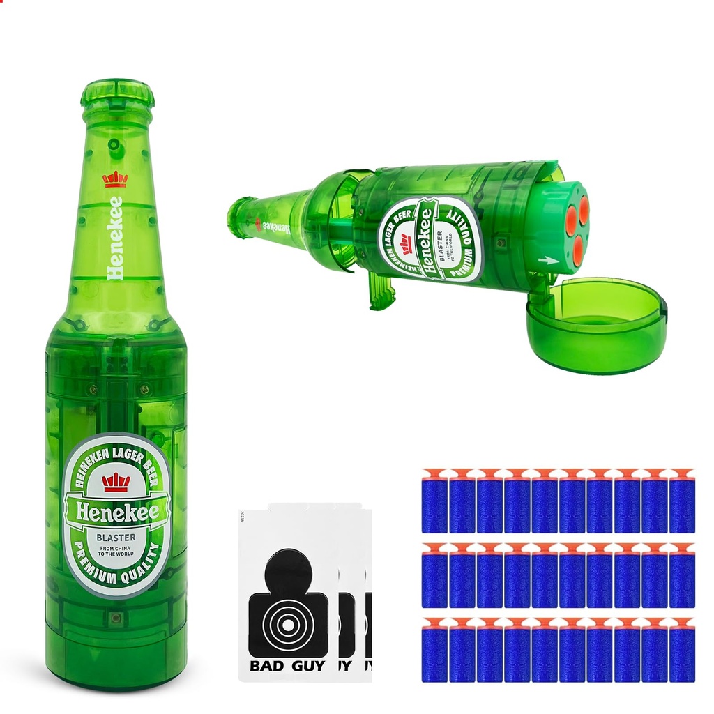 UNIKONIO Drink Bottle Toy Blasters, Toy Gun with Foam Dart Bullets, Soda Blaster Guns Shoot