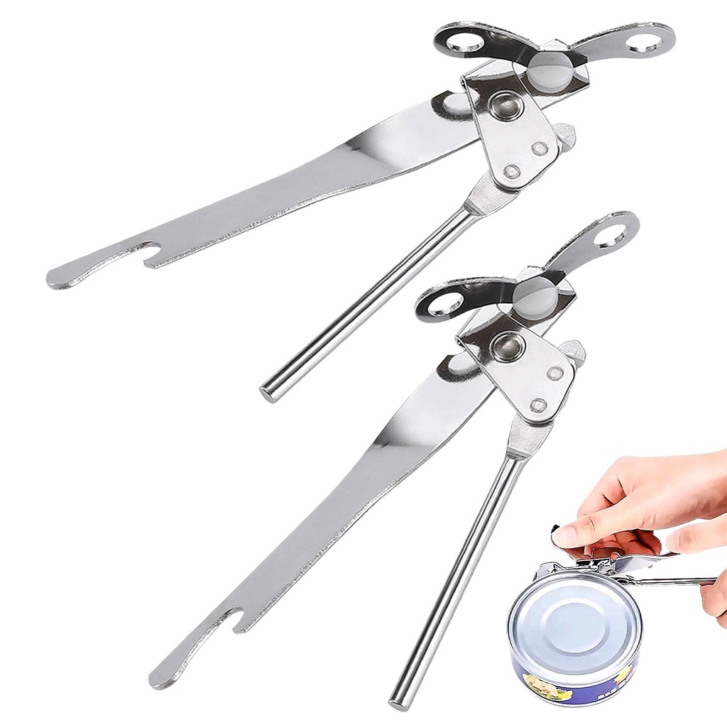 2Pcs Multifunctional Butterfly Can Opener Stainless Steel, Heavy Duty Manual Can Opener Saf