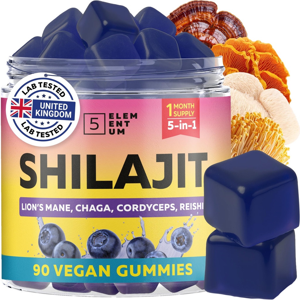 Shilajit Gummies 9000mg with LionÃ¢Â€Â™s Mane, Reishi, Chaga, Cordyceps Ã¢Â€Â“ 100% Natural