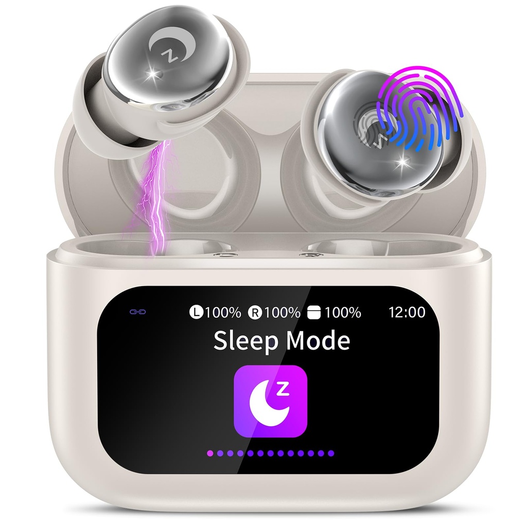 Wireless Earbuds with Smart Touch Screen, 2026 Mini Sleep Earbuds Bluetooth 5.4 Headphone I