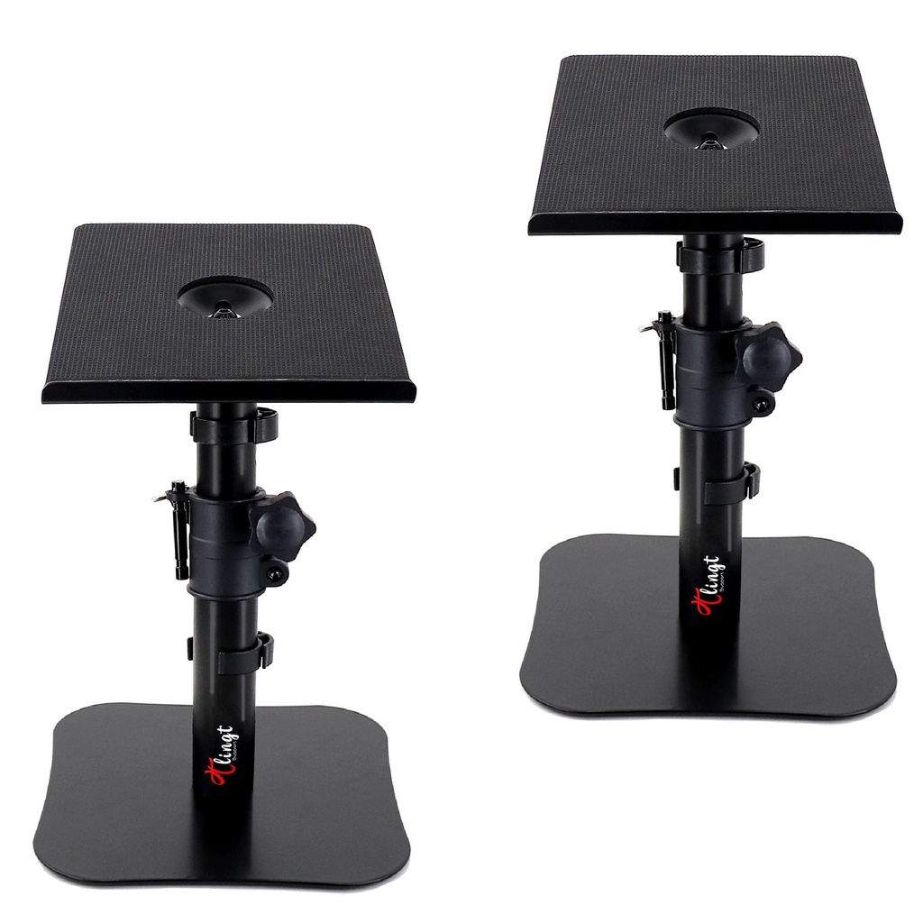 Desktop Speaker Stand Pair, 17x20 cm Metal Tray, -10Ã‚Â° to +10Ã‚Â° Tilt, Flat Base Univers