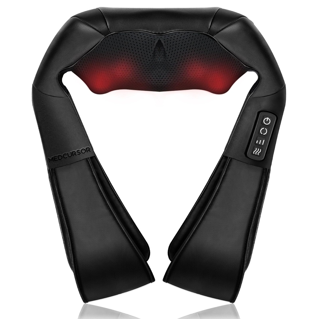 Medcursor Neck Massager with Heat, Deep Tissue Shiatsu Massager, 3D Kneading Shoulder and B