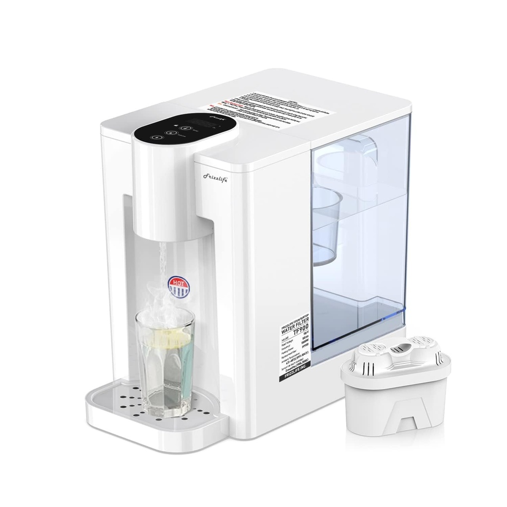 FRIZZLIFE T900 Countertop Water Filtration System, Instant Hot Water Filter Dispenser