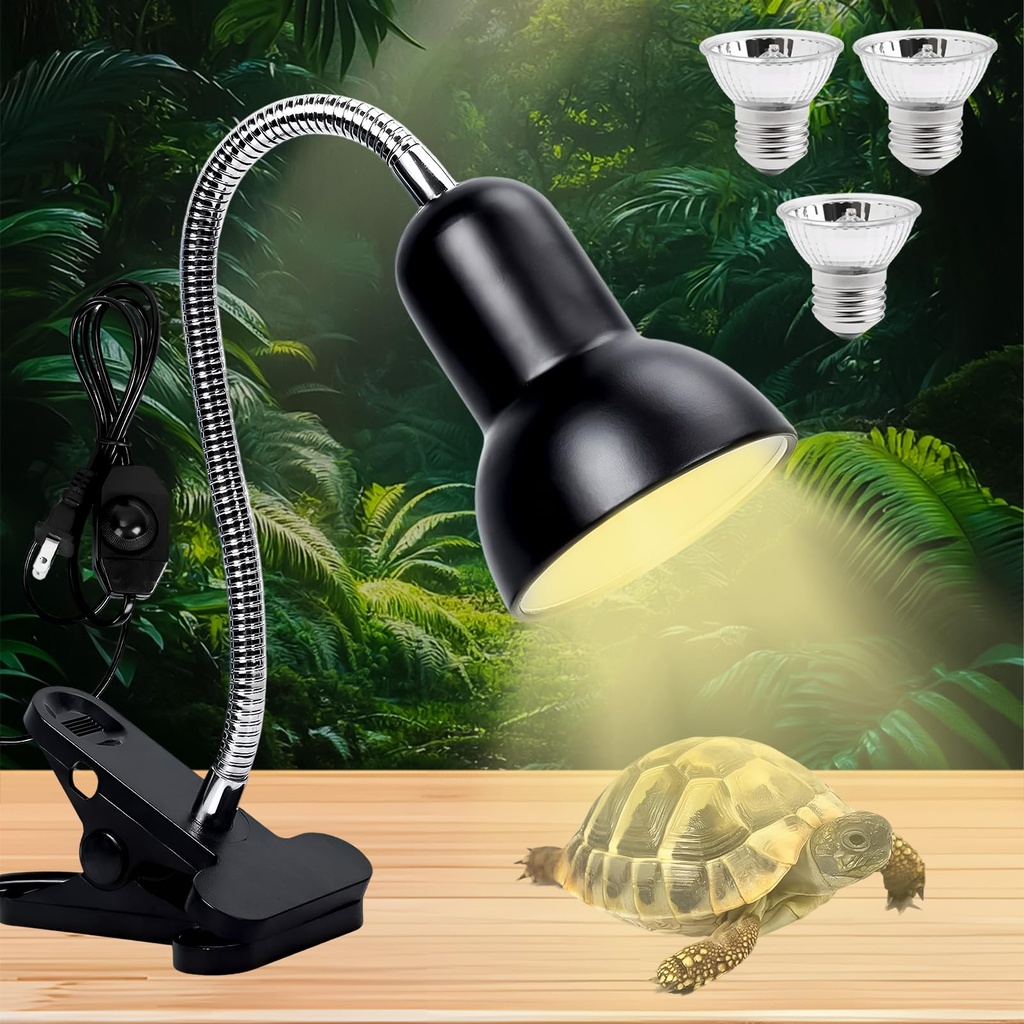 Heat lamp for Reptiles, Glans Heating lamp with Timer and 360?? Rotating Clip, Comes with 2