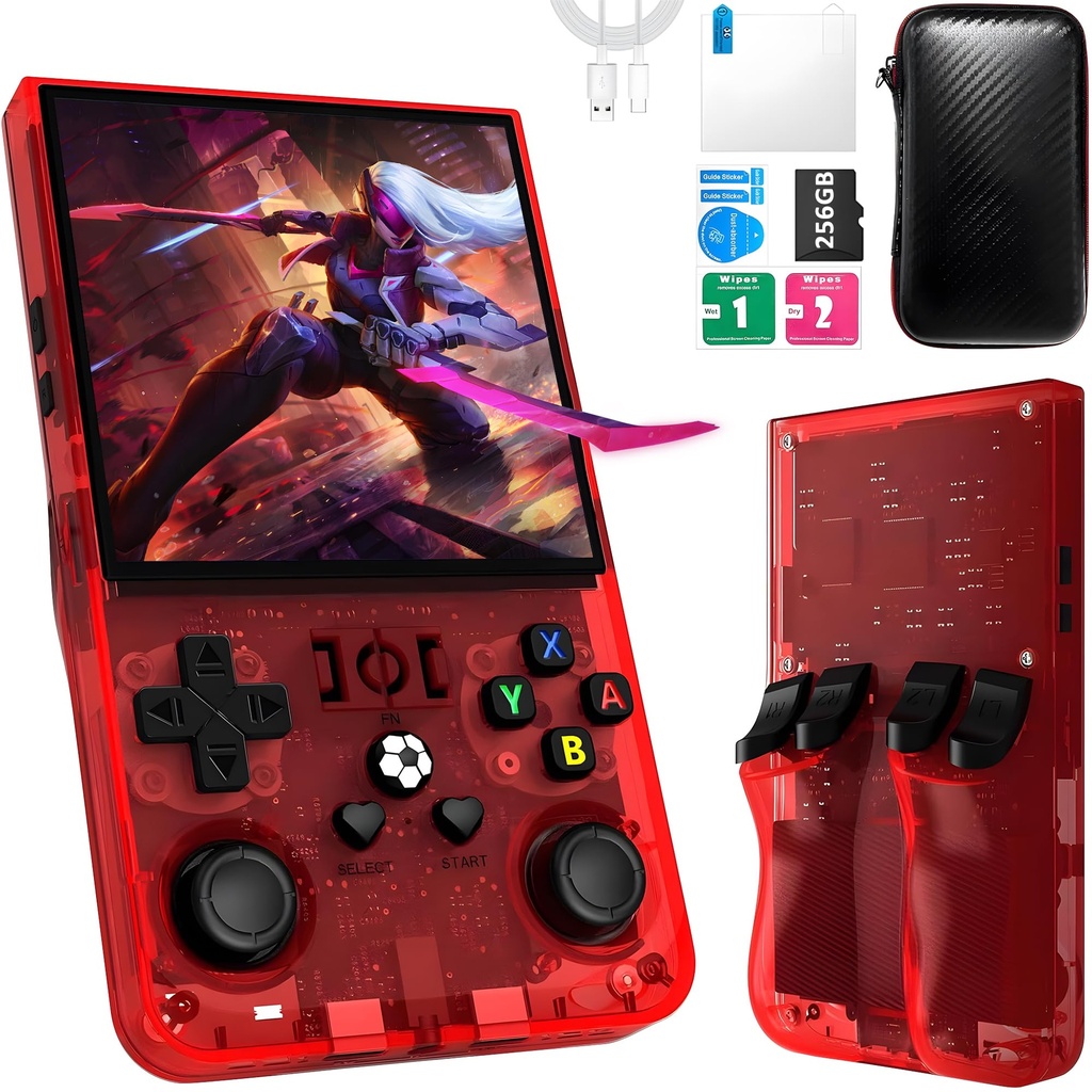 R36MAX Retro Handheld Game Console,Game Console with 256GB TF Card, 40000+ Classic Games,Ga