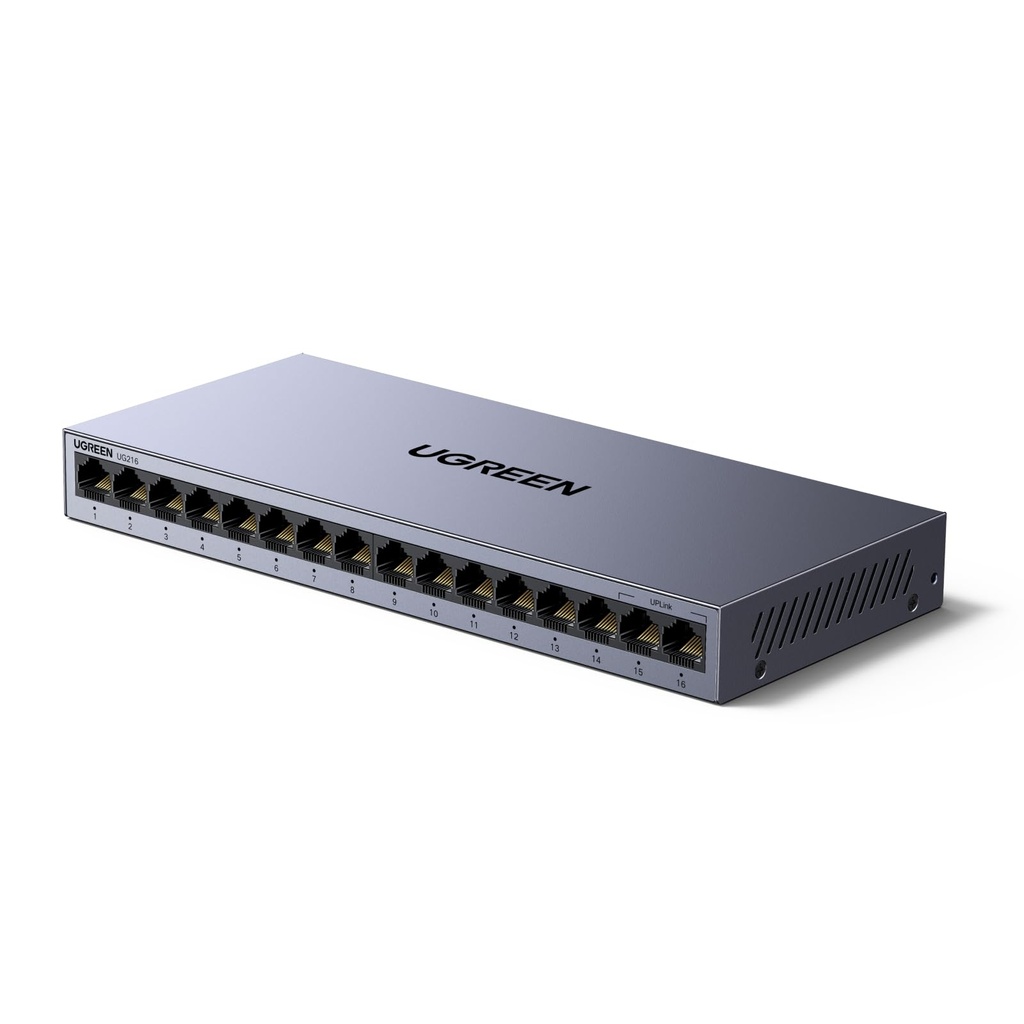 UGREEN 16 port Network Switch,High-speed Gigabit Ethernet Splitter,Metal Case,Desktop & Wal