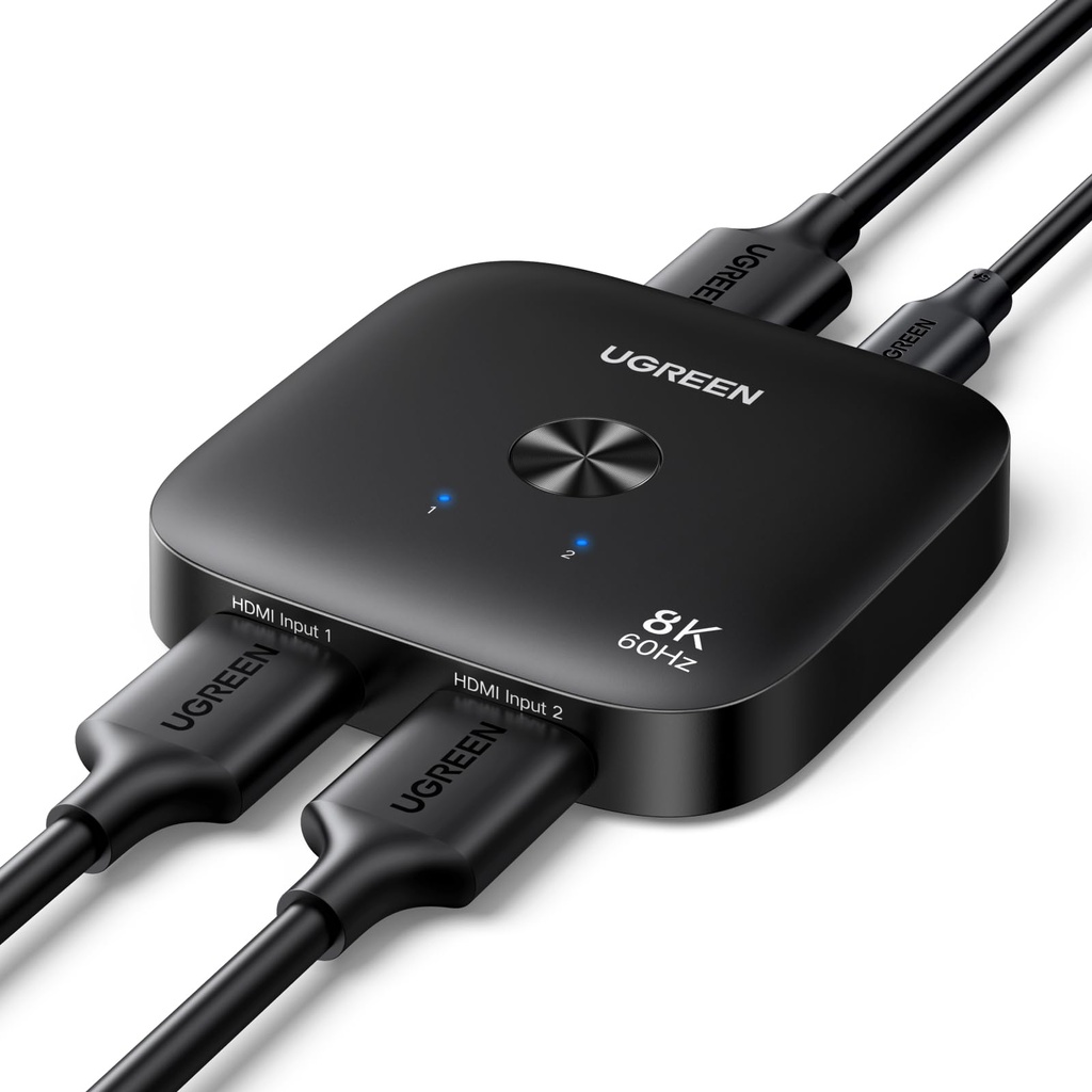 UGREEN HDMI 2.1 Switch, 4K@120Hz 8K@60Hz HDMI Switcher 2 IN 1 OUT, Hdmi Splitter Support HD