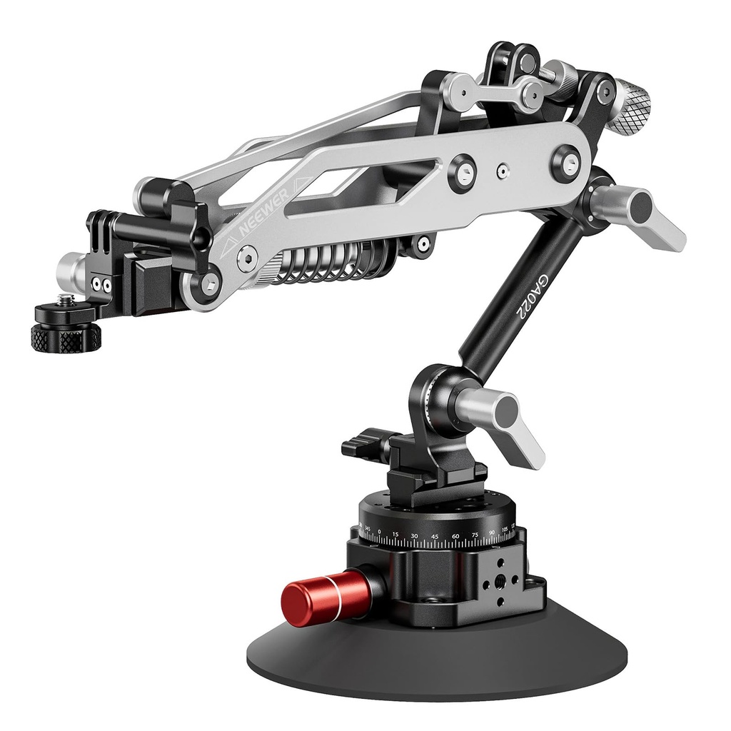 Neewer Hydraulic Boom Arm with Vacuum Suction Cup Car Mount, Quick Release NATO Rail, 360??