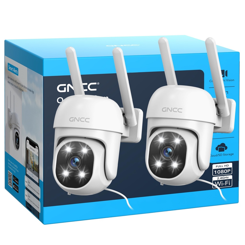 GNCC 1080P Home Security Camera OutdoorSurveillance with AI Motion Detection,360Ã‚Â°View Pa