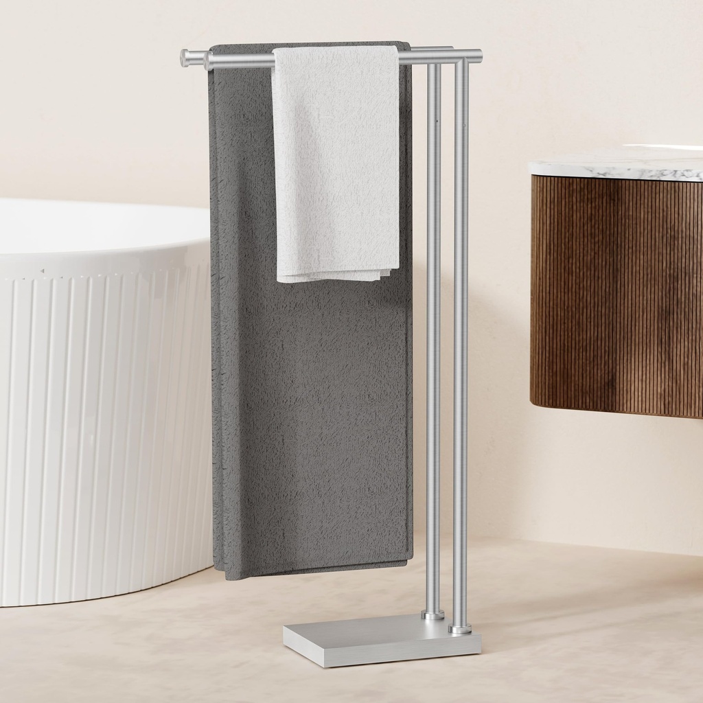 KES Free Standing Towel Rail for Bathroom with 3X Thicker Base, 2-Tier Towel Holder Stand 