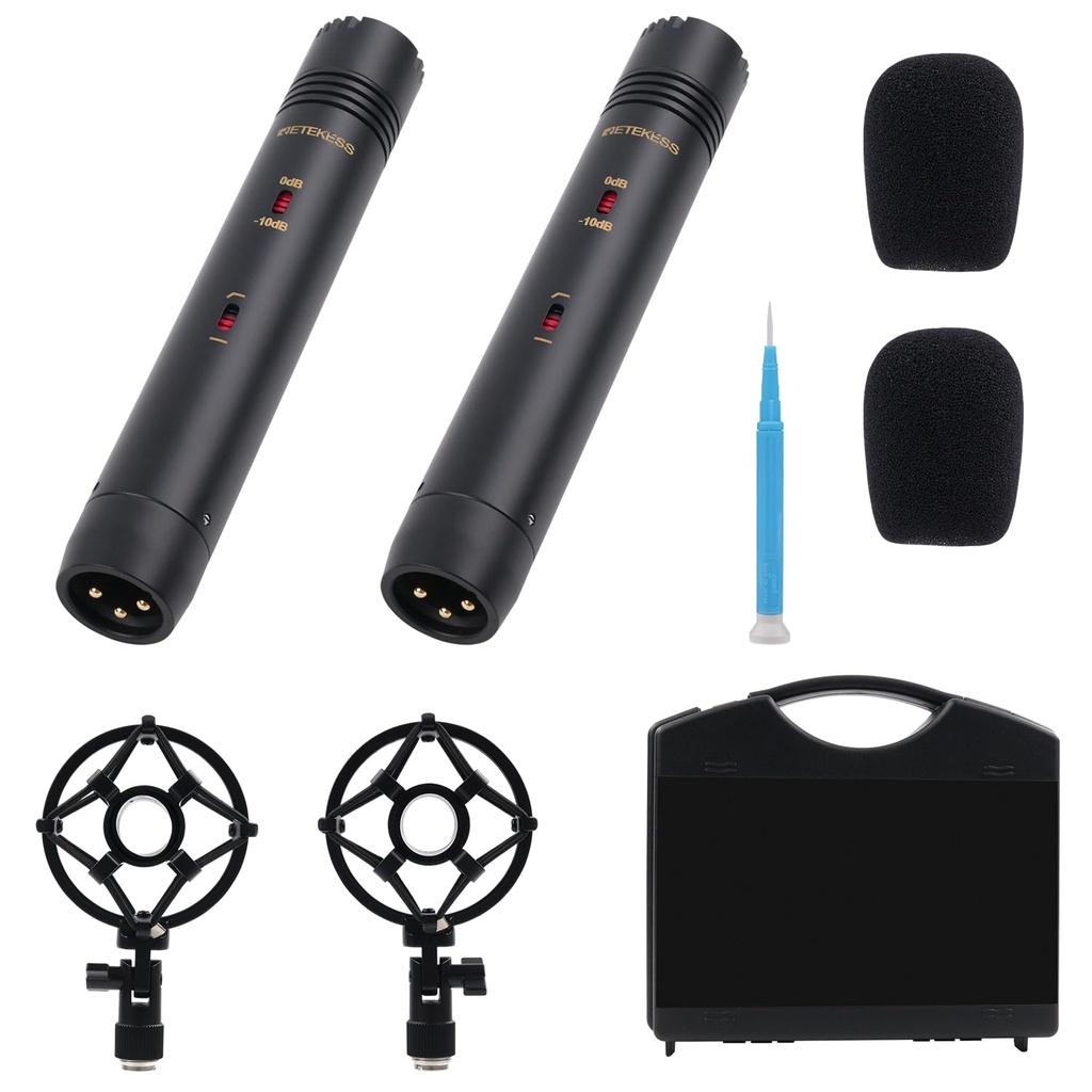 SVBONY SVMic M1 Cardioid Professional Stereo Condenser Microphone Kit, 10dB Sensitivity Att
