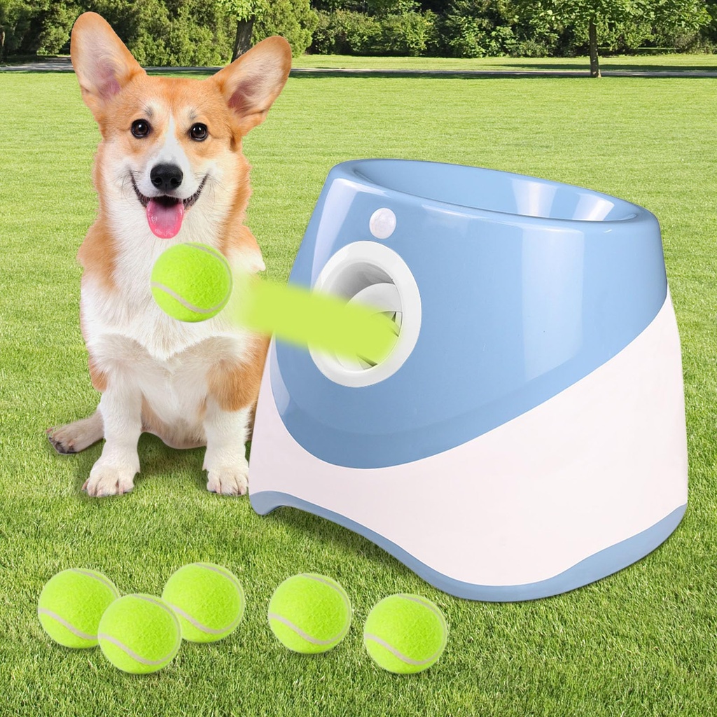 Polegas Automatic Dog Ball Launcher, Balls Thrower with 6 Pcs 2" Tennis, Throwing Machine w