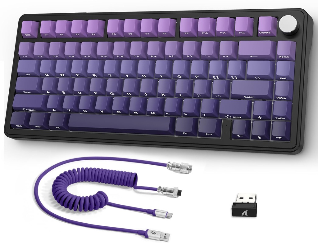 AJAZZ x ATTACK SHARK X85 Gasket Mechanical Keyboard,75% Wireless Gaming Keyboard with Knob,5