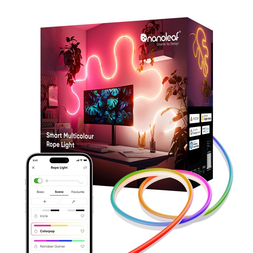 Nanoleaf Matter Neon Rope Light 5M, WiFi Bendable LED Strip Light, Music & Screen Sync, Dyn