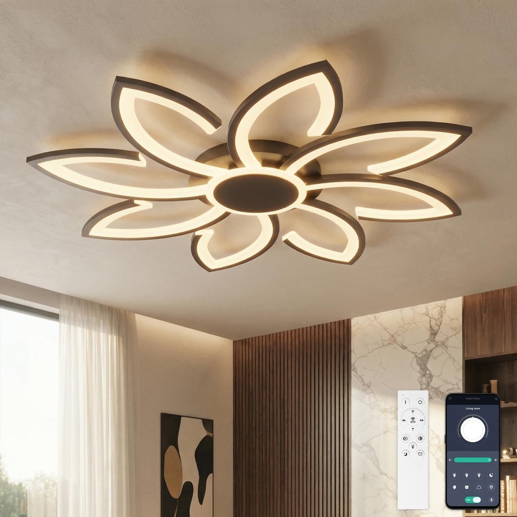 YUNLONG Led Ceiling Light with Remote Control, 31.5" Chandeliers Ceiling Light Dimmable 