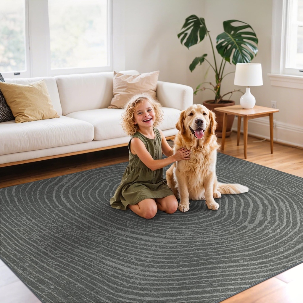 GENIMO Washable Large Rug 160x230cm, Low Pile Non-Slip Carpet, Durable Easy Clean Rug for Li