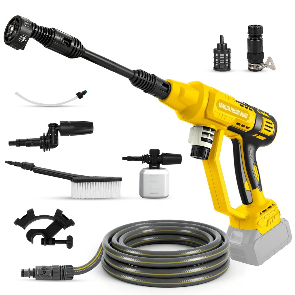 Cordless Pressure Washer Compatible with Dewalt 20V Battery, 4 Working Modes Max 65 Bar