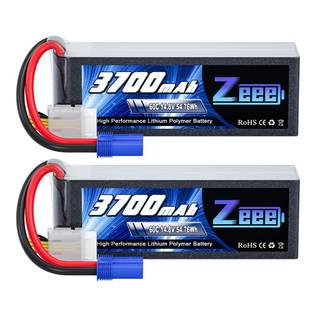 Zeee 4S Lipo Battery 3700mAh 14.8V 60C RC Battery with EC5 Plug for RC Airplane Helicopter