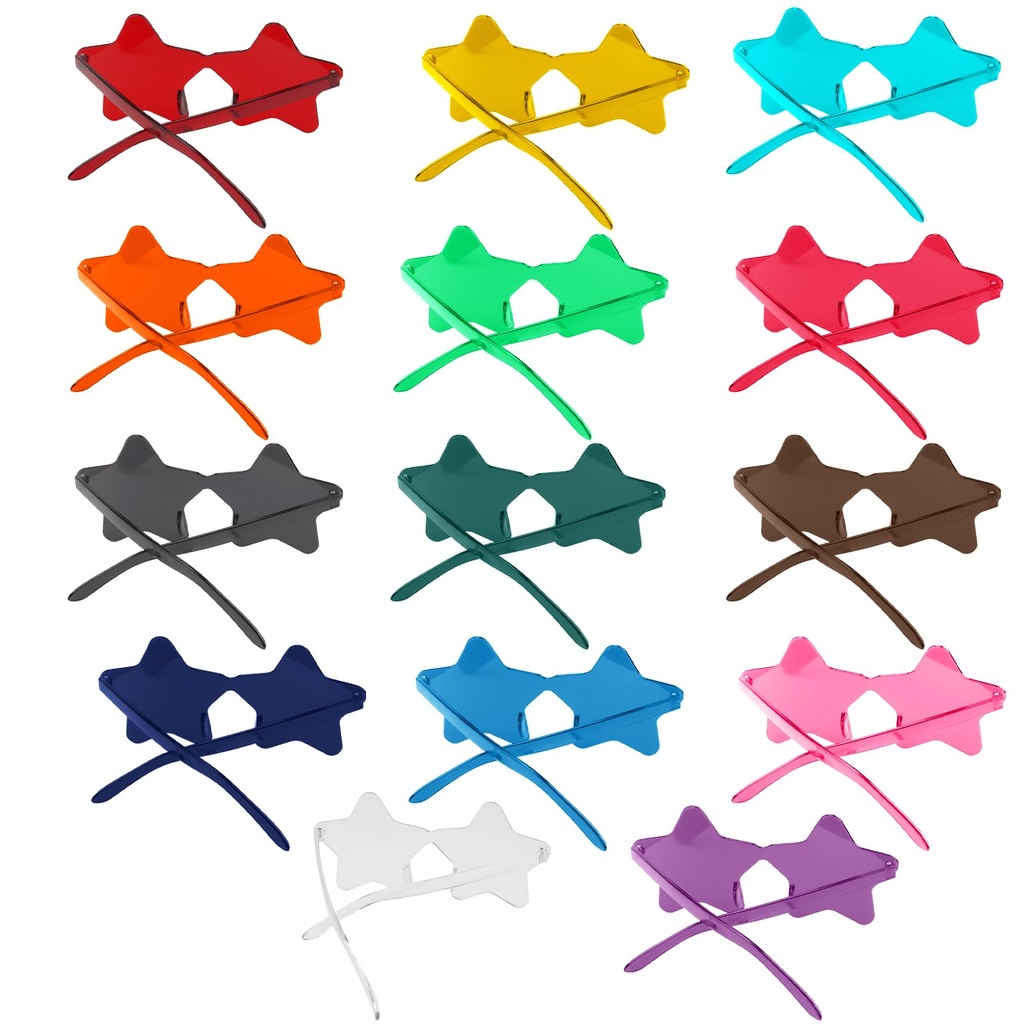 DAKFOOK 14 Pcs Colorful Star Glasses, Funky Party Star Glasses Sunglasses for Men Women Boy