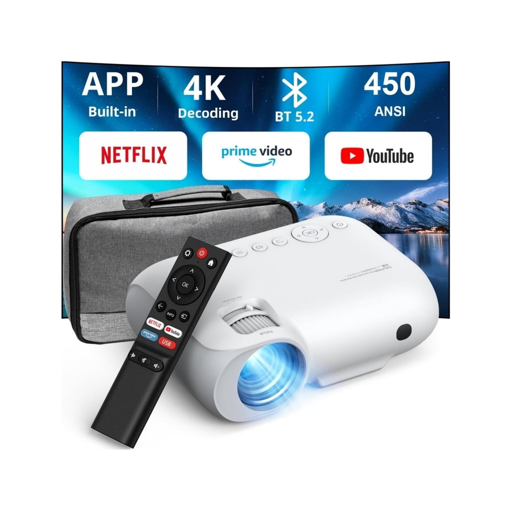 Yoton Y9 Projector 4K Netflix with Portable Bag, 23000 Lumens Brightness Built-in Apps Easy